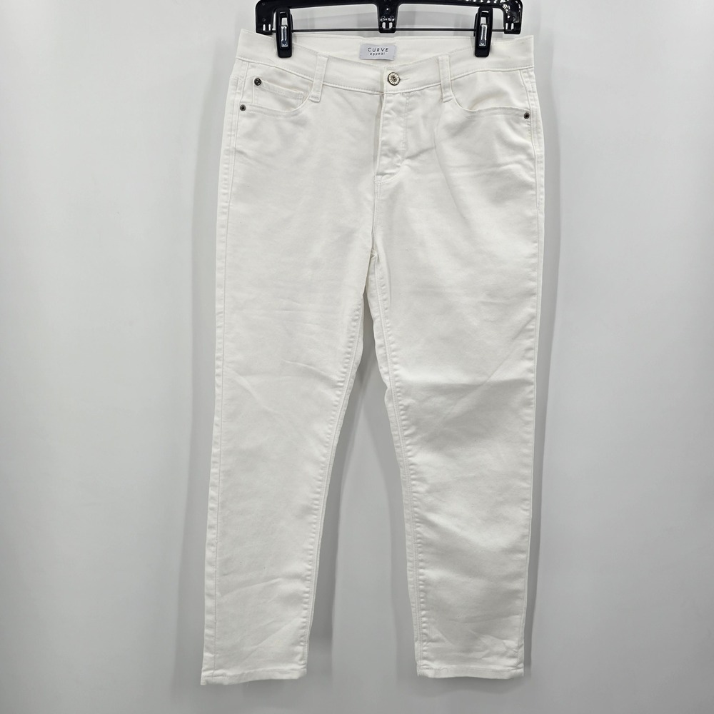 Curve Appeal Jeans Womens 28X26 White Straight Leg Stretch Denim